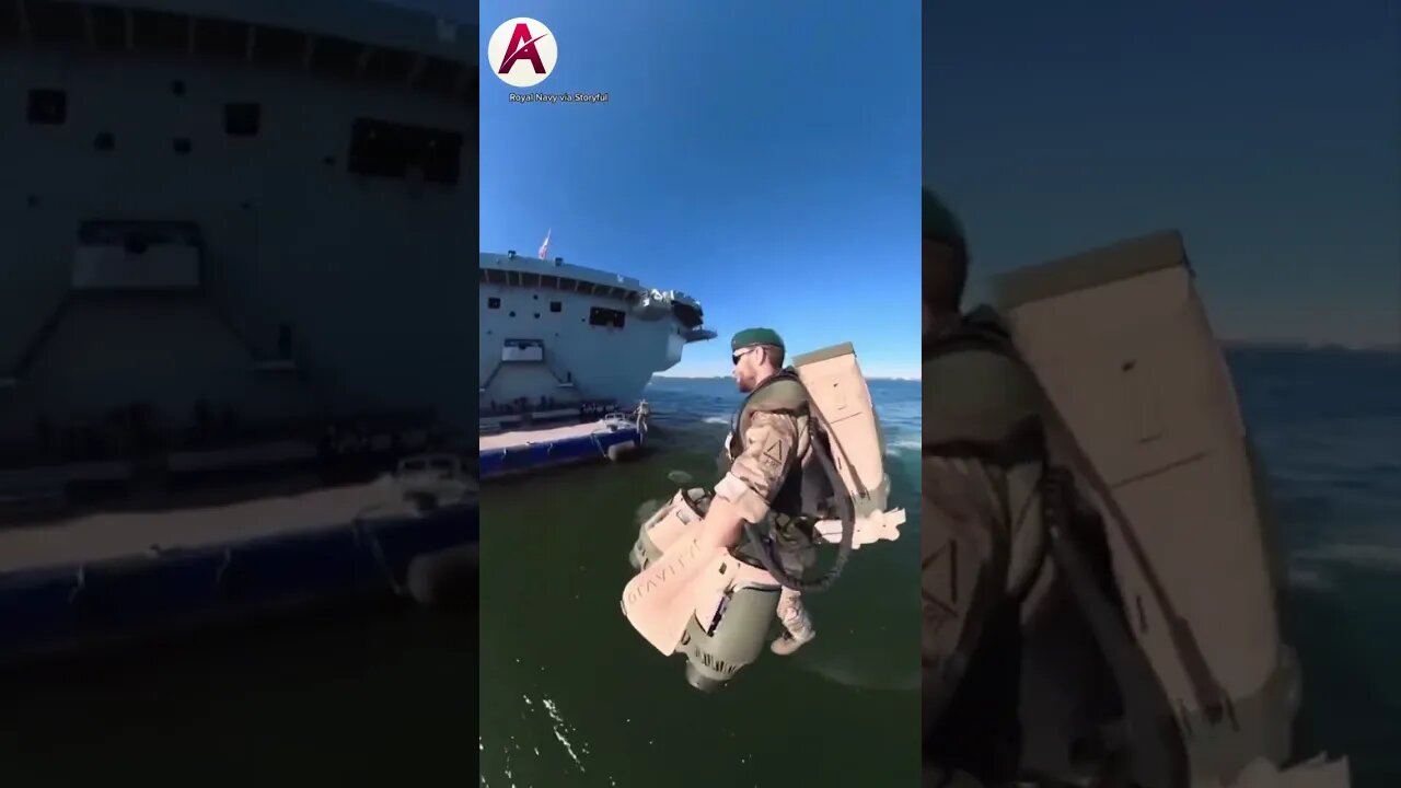 ‘Iron Men’ make jet suit entrance onto HMS Queen Elizabeth