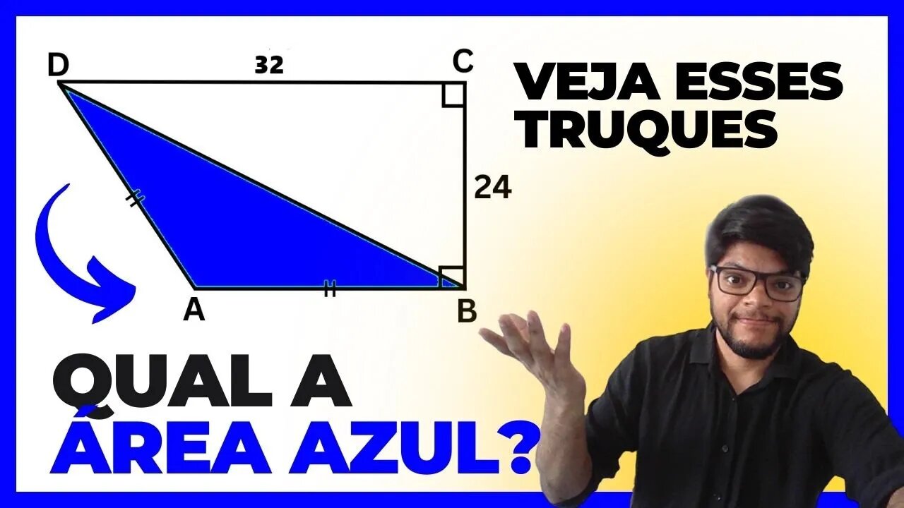 Calcule a área sombreada em azul | Problema de Geometria | métodos e truques matemáticos