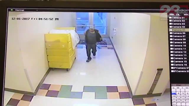 Raw surveillance video of Bakersfield Heart Hospital gunman shooting out windows