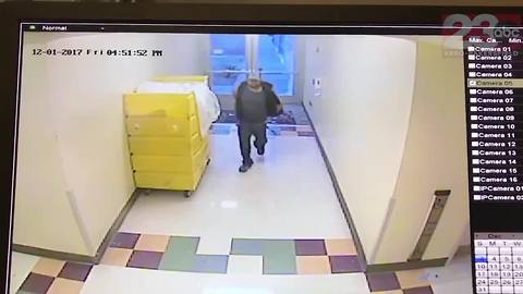 Raw surveillance video of Bakersfield Heart Hospital gunman shooting out windows
