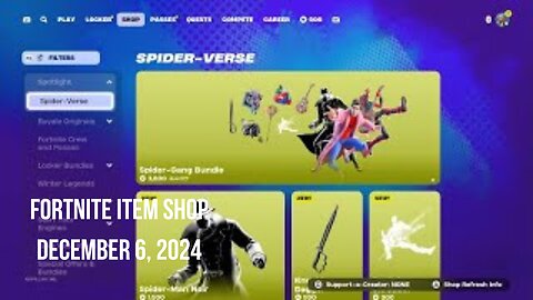 Fortnite Item Shop|December 6, 2024(*New* Spider-Gang Bundle)