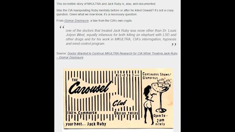 JFK Assassination: Ruby Tuesday Jack Rubenstein FBI informant MKULTRA Doctor