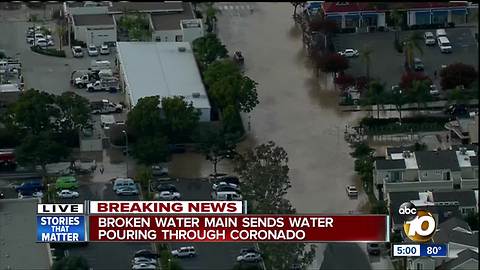 Broken water main floods Coronado streets