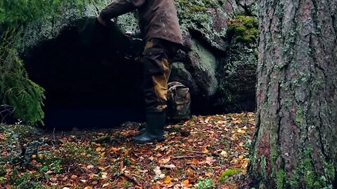 Autumn bushcraft hiking in the rainy fores...6