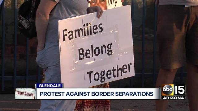 Protesters gather at Southwest Key facility in Glendale