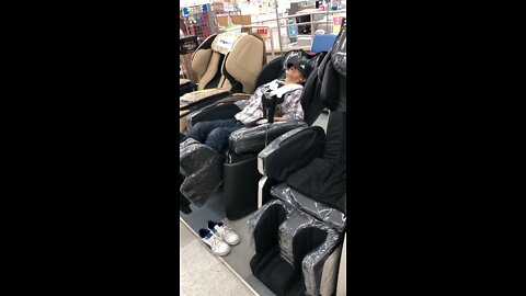 Massage chair sleeping in Japan