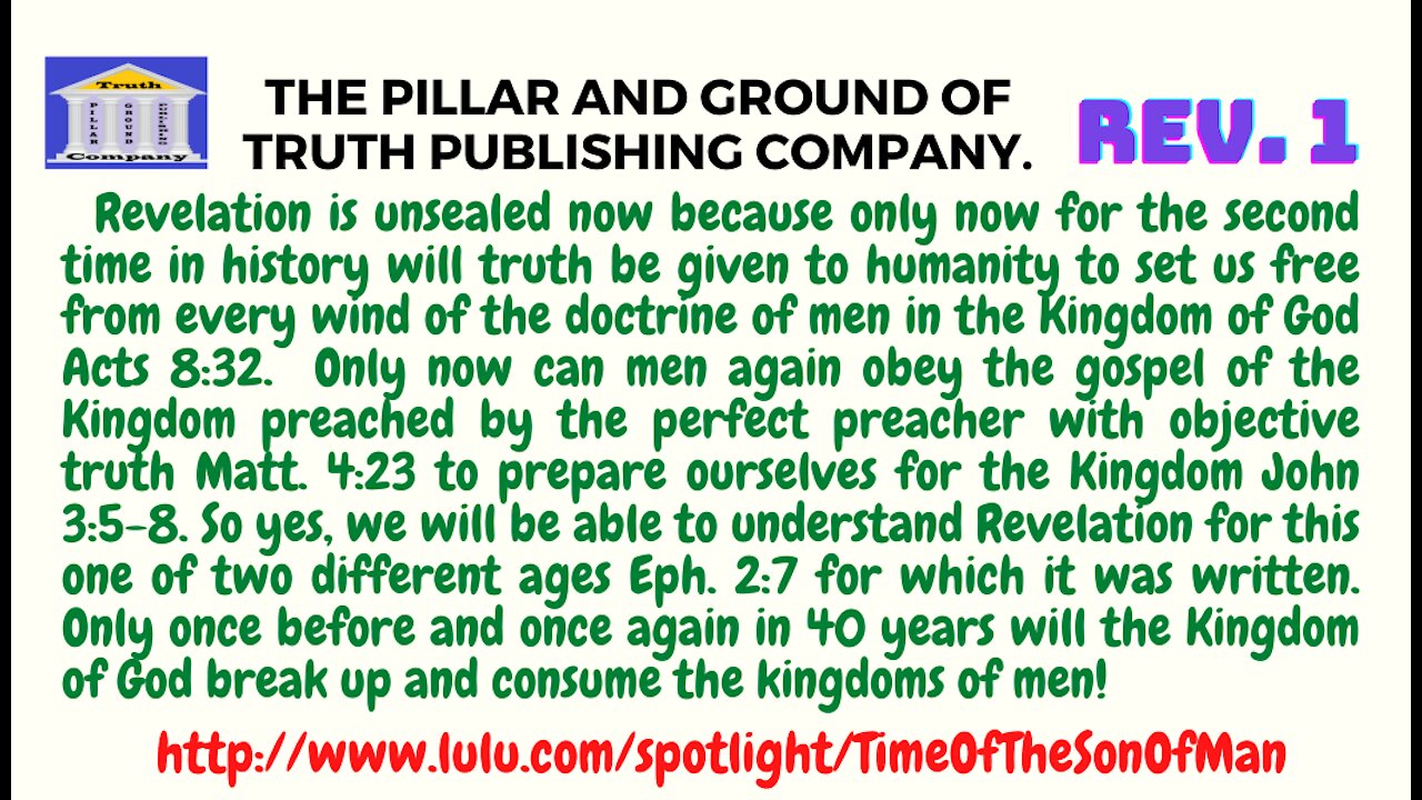 REV 1. WHY REVELATION CAN ONLY NOW BE UNDERSTOOD AFTER 1680 YEARS OF SPIRITUAL DARK AGES 2 THESS. 2:3!