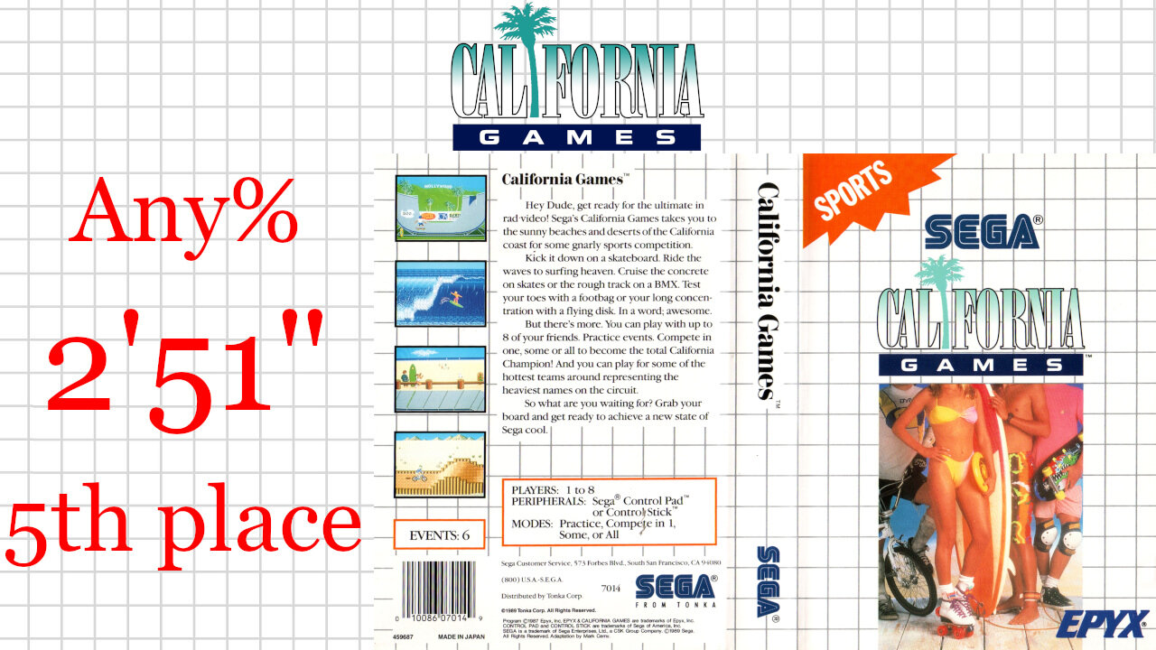 California Games [SMS] Any% [2'51"133] 5th place | SEGA Master System