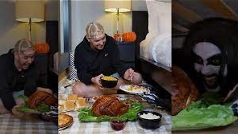 Monster cooks a turkey for thanksgiving