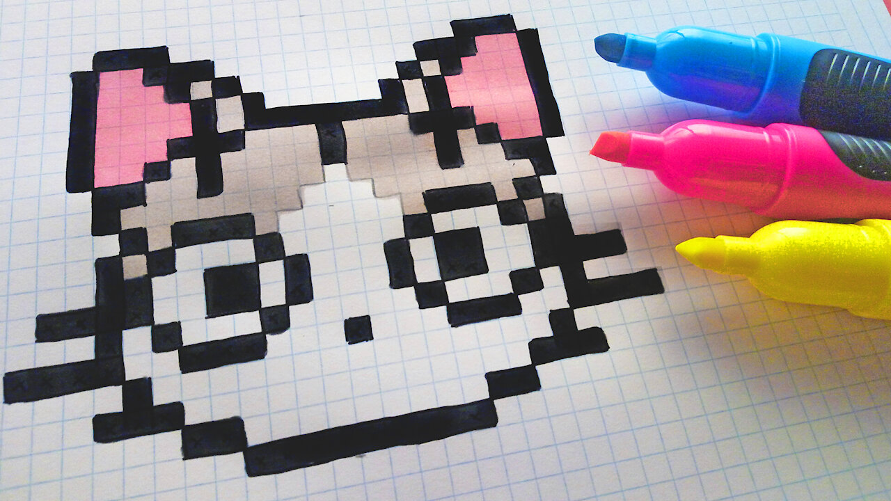 how to Draw Kawaii Cat - Hello Pixel Art by Garbi KW