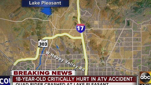 Teenager in critical condition after crashing ATV near Lake Pleasant