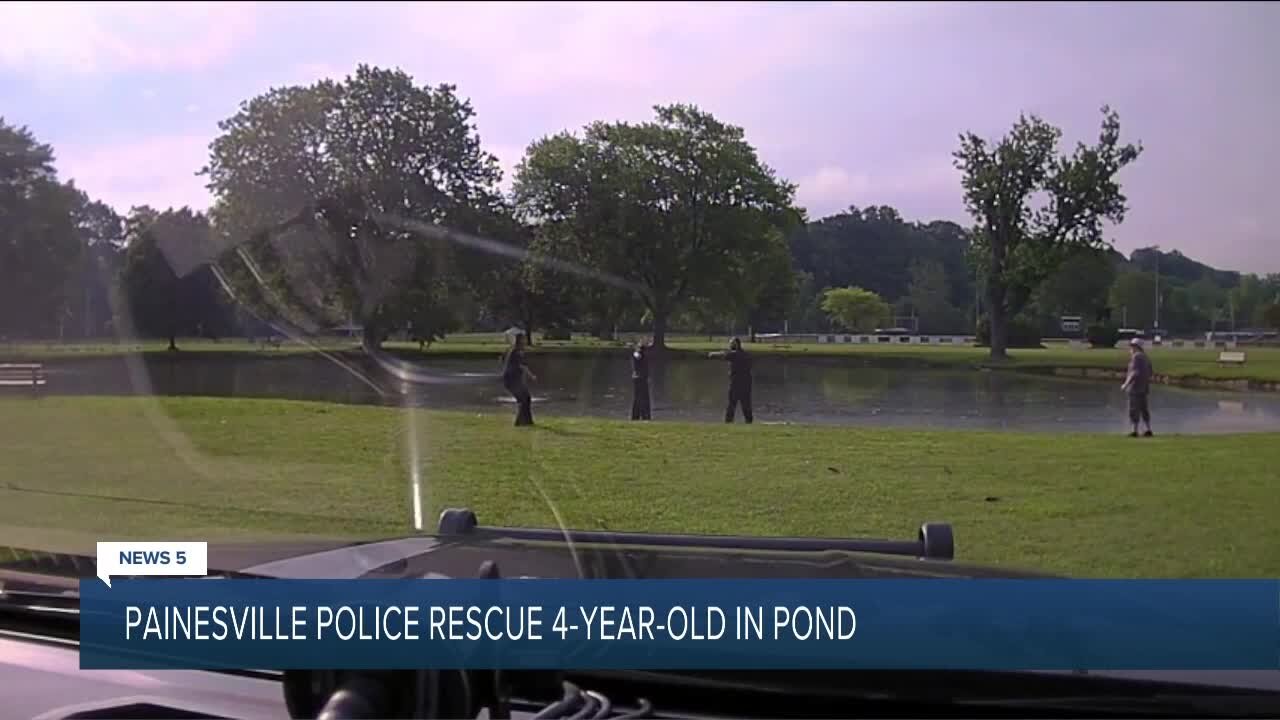 Painesville police officers rescue missing 4-year-old boy after he's found floating in pond