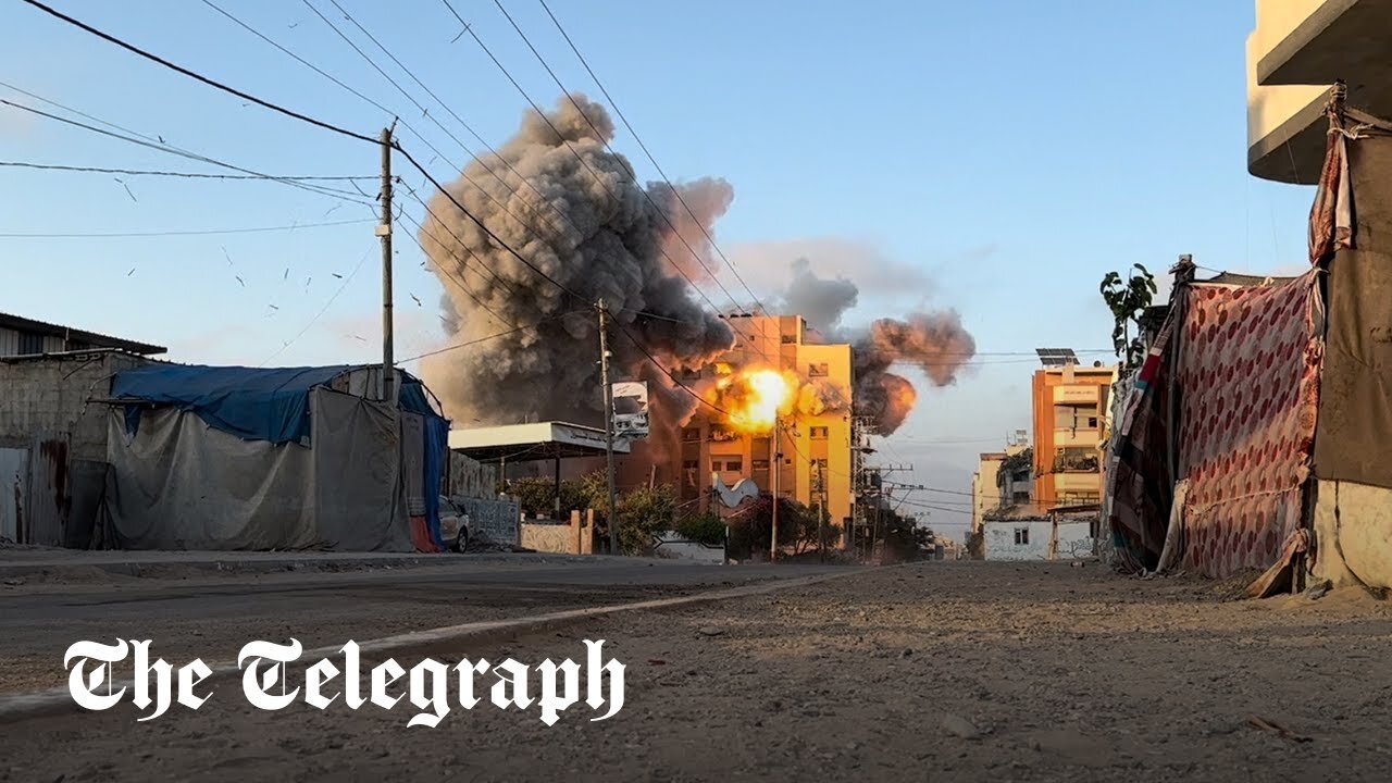 Moment Israeli strike hits residential building in Nuseirat, Gaza