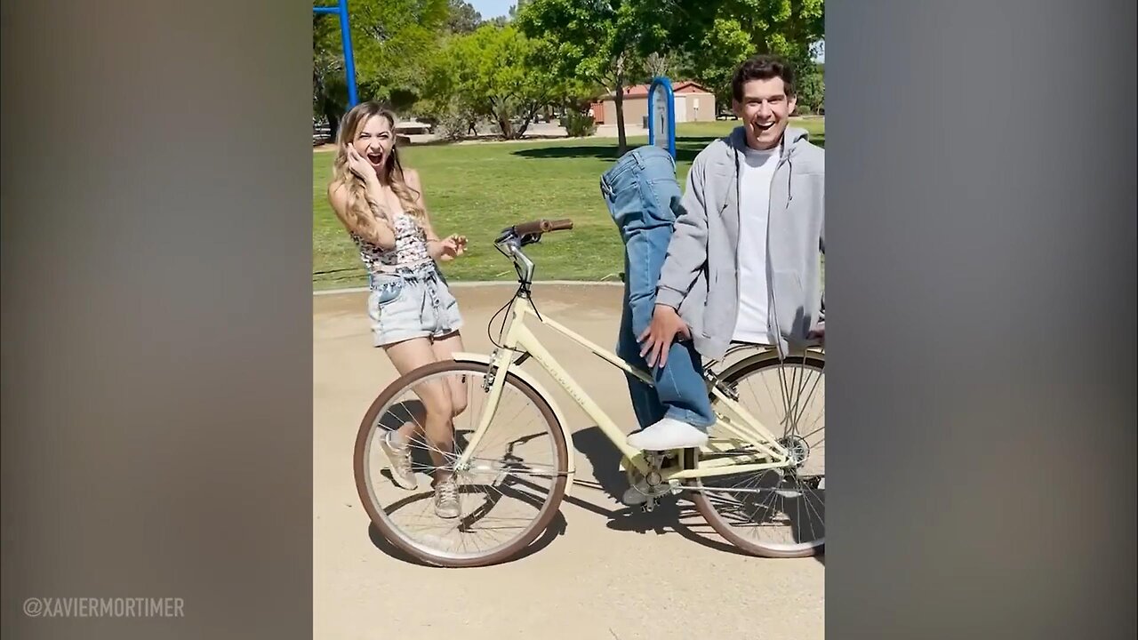 MAN CUT IN HALF ON A BIKE - Funny Video