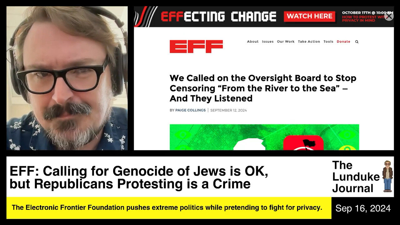 EFF: Calling for Genocide of Jews is OK, but Republicans Protesting is a Crime