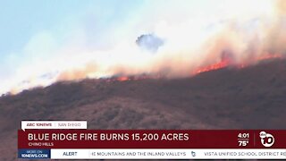 Live look at burned hills in Chino Hills from Blue Ridge Fire