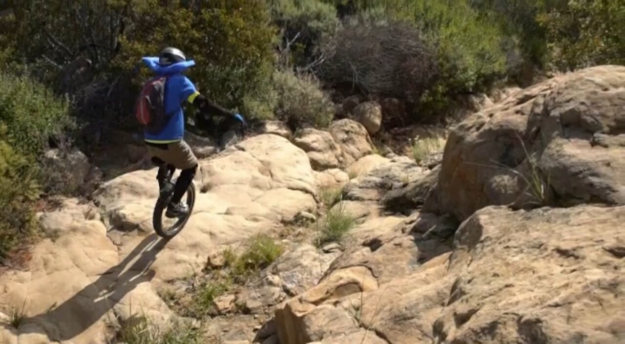 65 year old Mountain Unicyclist