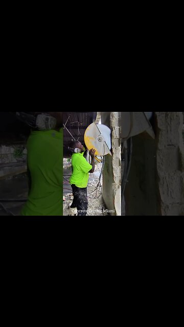 Trimming some columns in a construction site in Hialeah.