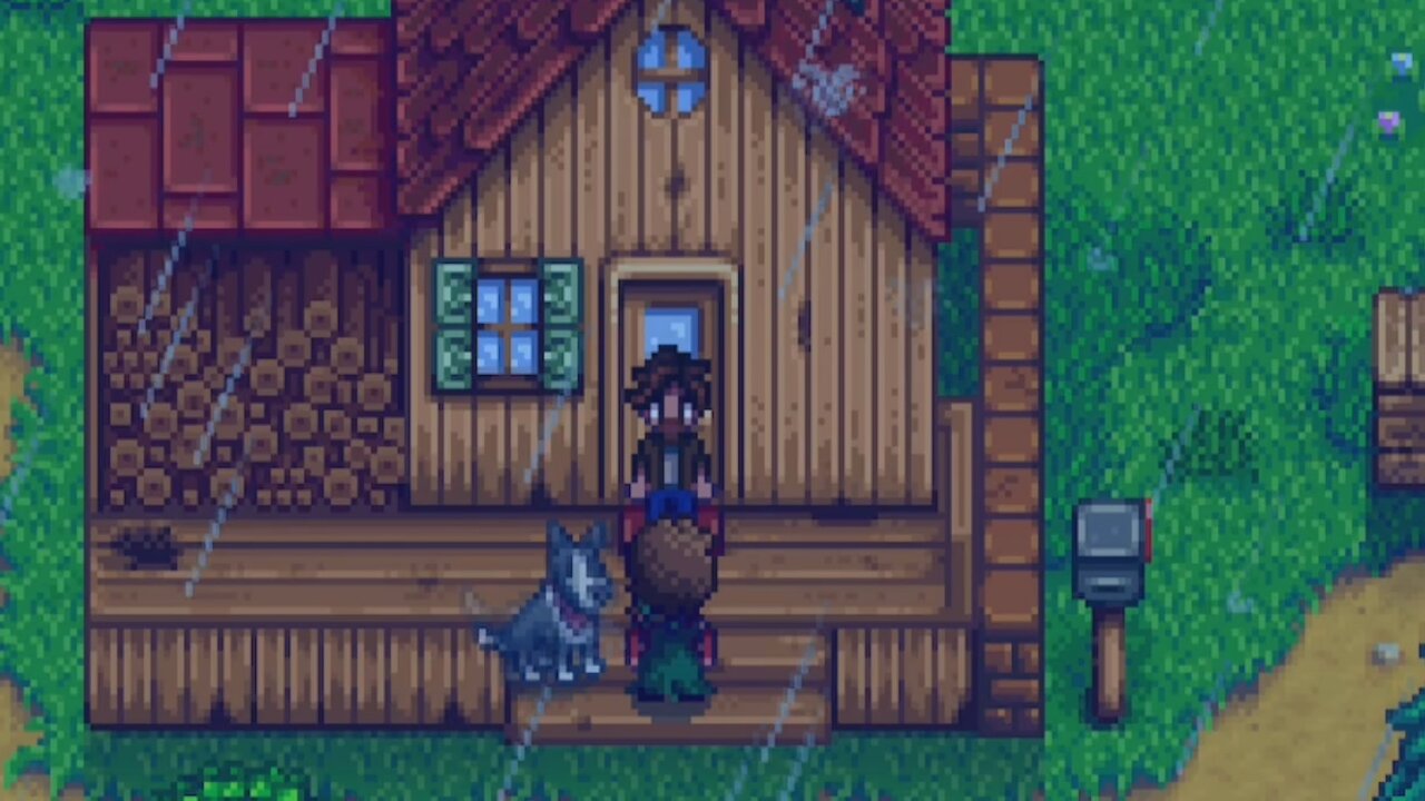 Farm Event Pet Cutscene - Rain Weather[Dog] | Stardew Valley