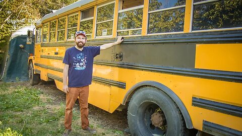 Man builds Tiny Home from School Bus and Picks Mushrooms for a living (in progress tour)