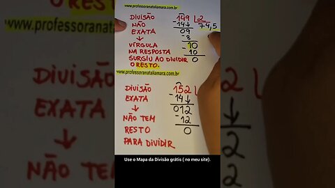 Comparação entre divisão não exata e divisão exata