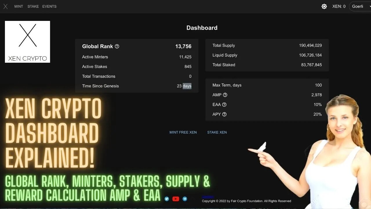 XEN Crypto DASHBOARD Explained! Global Rank, Minters, Stakers, Supply & Reward Calculation AMP & EAA