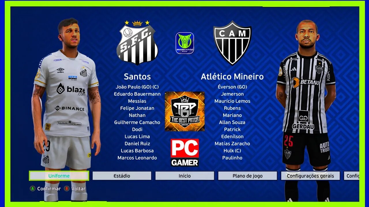 SANTOS X ATLÉTICO MG - PES2021 PATCH THE BEST 9.9 - BRASILEIRÃO 2023 - SEGUNDA RODADA