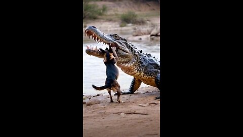 Dog Attack On Crocodile