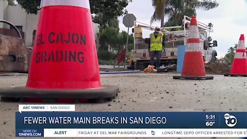 Fewer water main breaks in San Diego