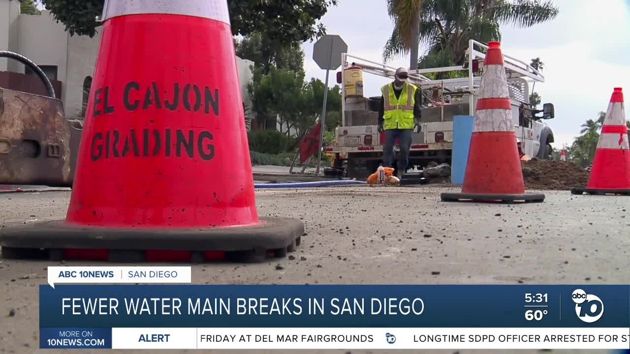 Fewer water main breaks in San Diego