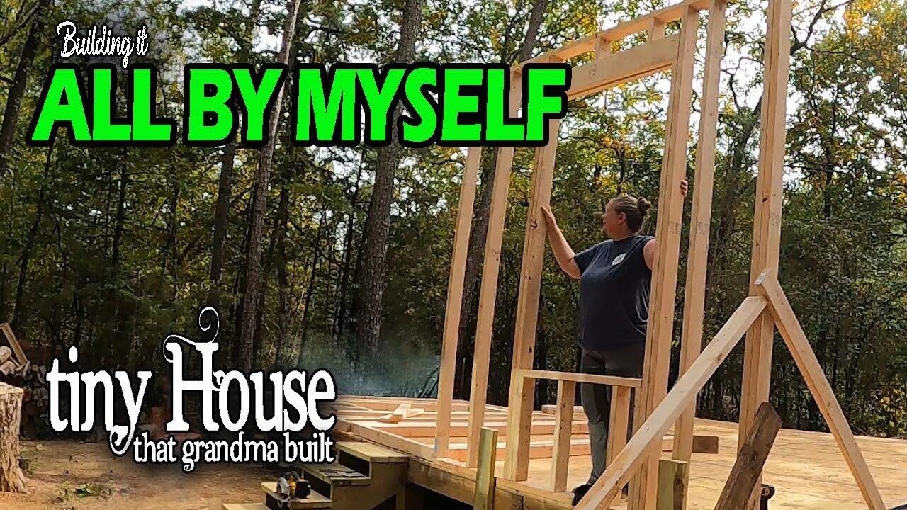 STANDING WALLS SOLO, The Tiny House that Grandma Built, ALONE, Single Woman, Homestead in the Woods