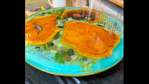 I up cycled these 2 stools for my epoxy rivers I made