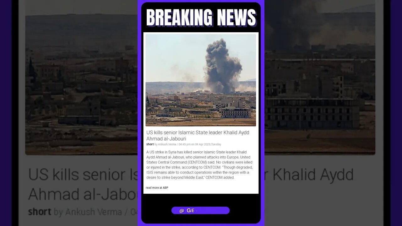 U.S. Strike Takes Out Senior Islamic State Leader Responsible For Planning Attacks Into Europe