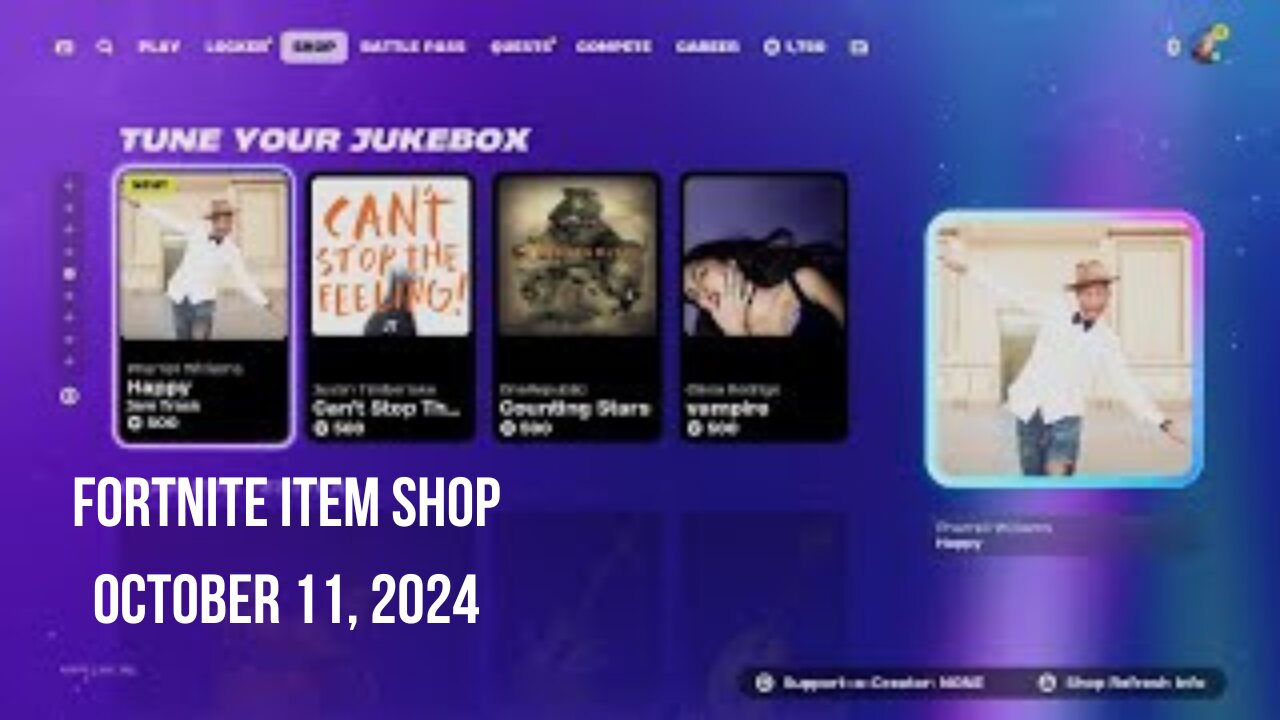 Fortnite Item Shop|October 11, 2024(*New* Jam Track)