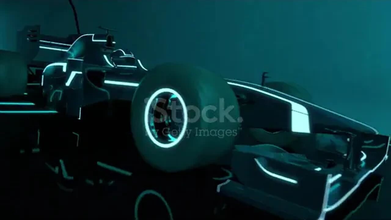 futuristic racecar in a tunnel with glowing neon lines