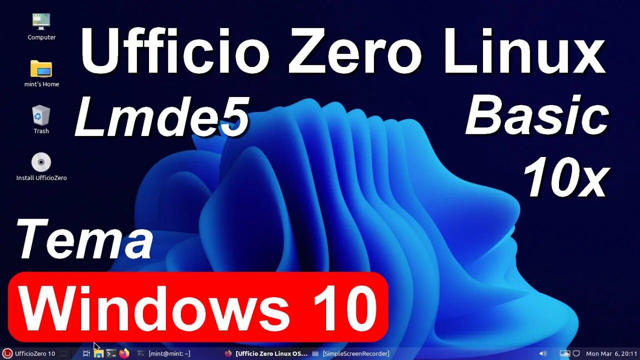 Ufficio Zero Linux base LMDE5. Basic 10.x. Interface Windows 10. Versões Disponíveis 32 e 64bit