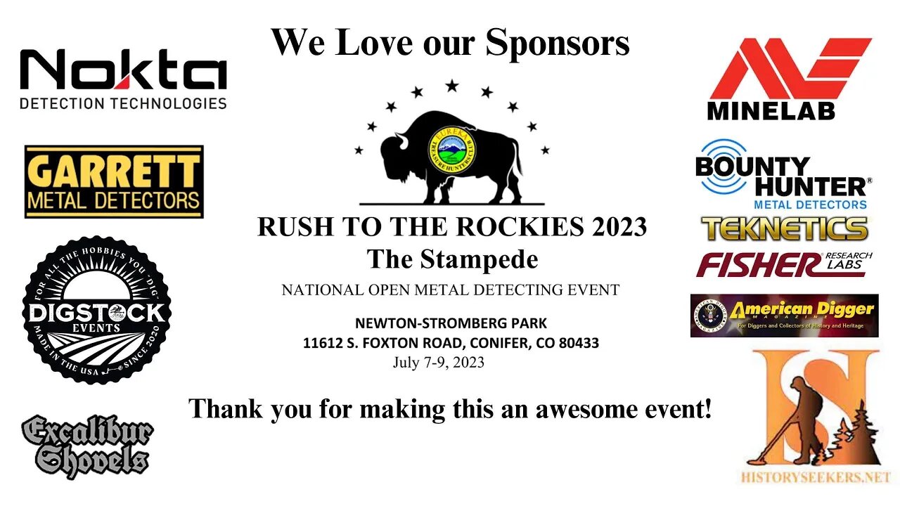 WE HAVE SOME INCREDIBLE SPONSORS for RUSH TO THE ROCKIES 2023 THE STAMPEDE- Metal Detecting Colorado