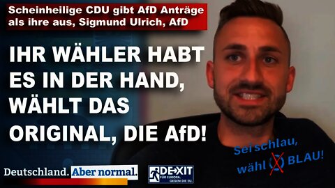 Scheinheilige CDU gibt AfD Anträge als ihre aus, Sigmund Ulrich, AfD