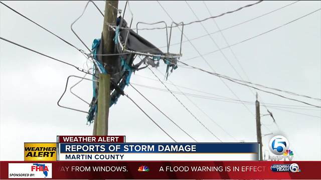 Reports of storm damage in Martin County in the wake of Subtropical Storm Alberto