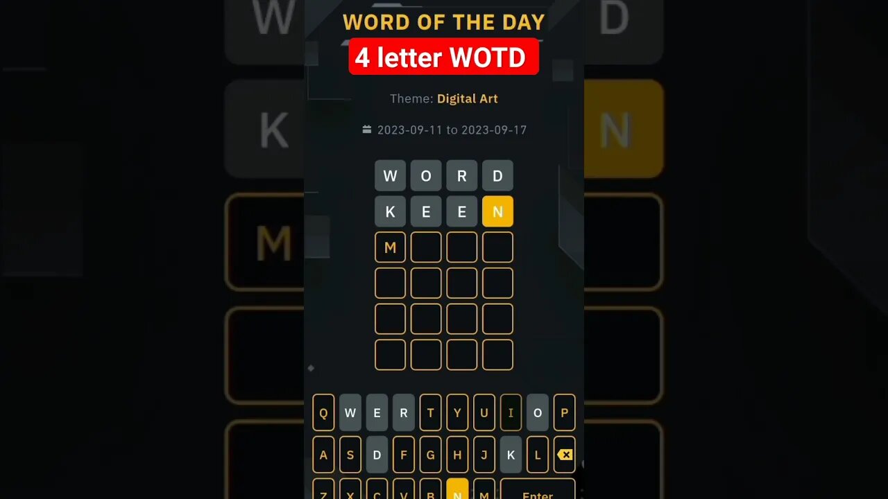 4 letter word of the day binance #binancewodlanswer