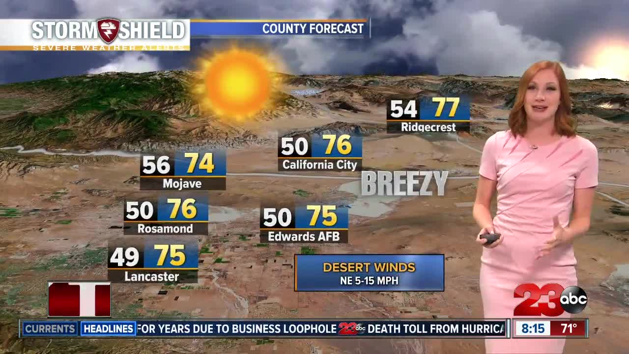 Mountain and desert winds pick up Sunday evening