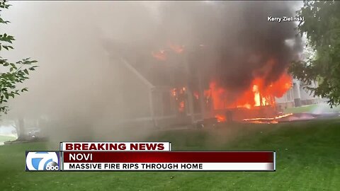 Massive fire rips through Novi home