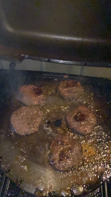 Smash Burgers on the concrete cutting blade!!