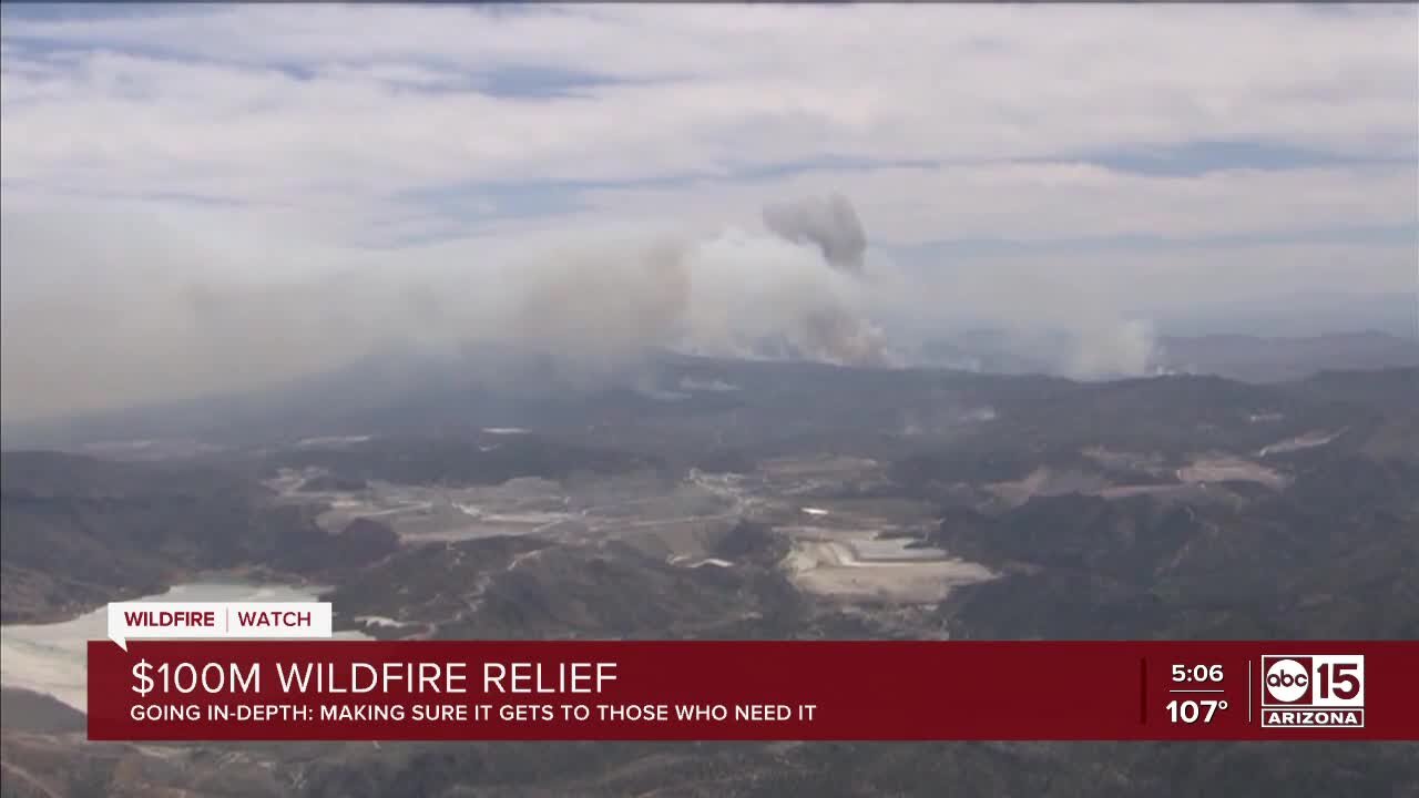 How will $100M in wildfire relief funds be allocated?