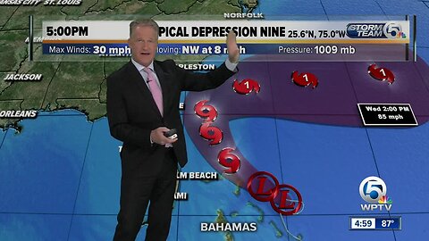 Meteorologist Steve Weagle has the 5 p.m. advisory for TD Nine