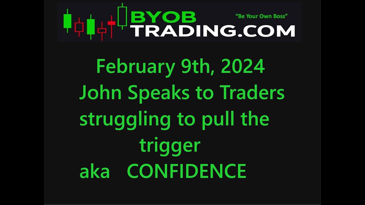 February 9th, 2024 BYOB John Speaks to Traders struggling to pull the trigger. Educational purposes