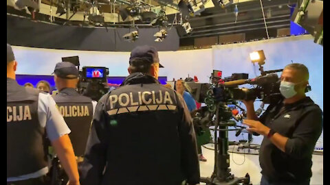 Slovenia: A group of concerned citizens against covid tyranny stormed a mainstream media news studio