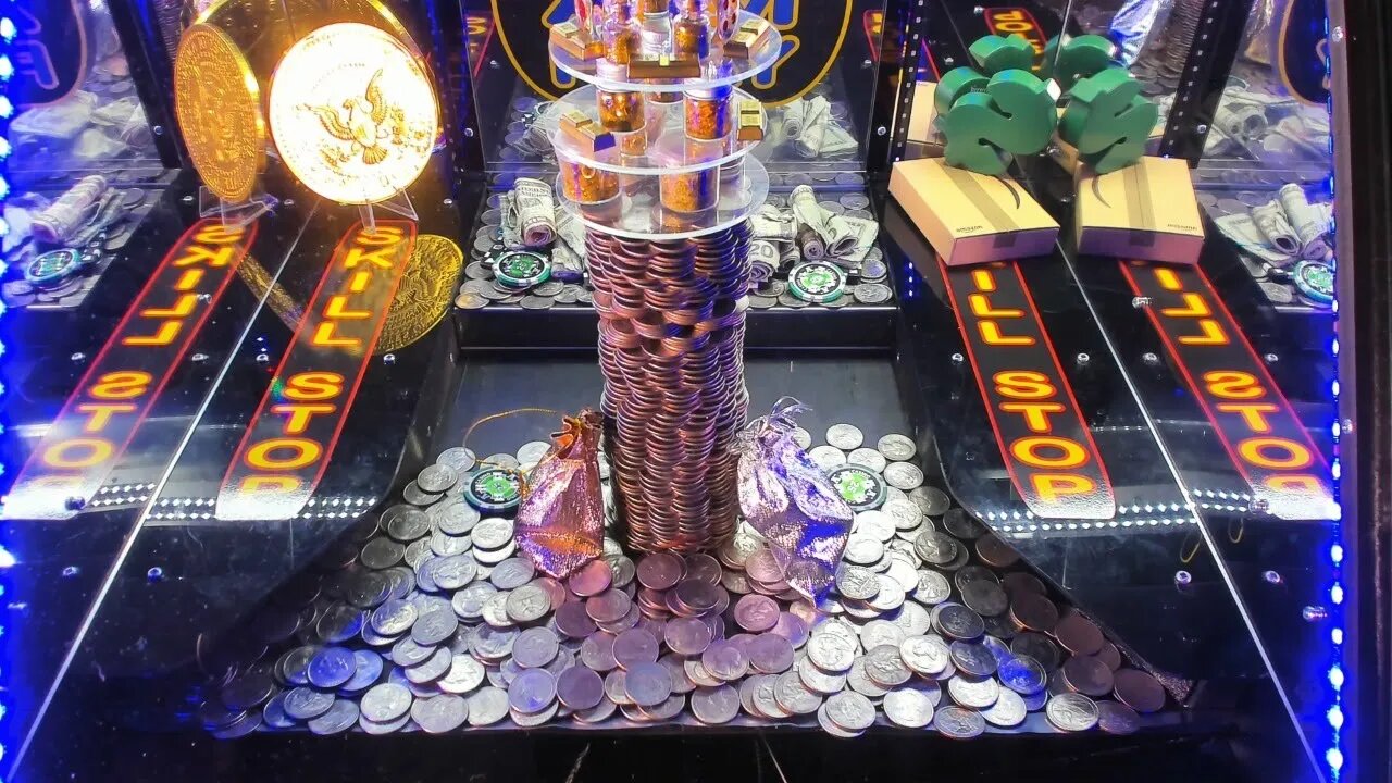 HUGE TOWER!! I want it NOT to come down?? High Stakes Coin Pusher live