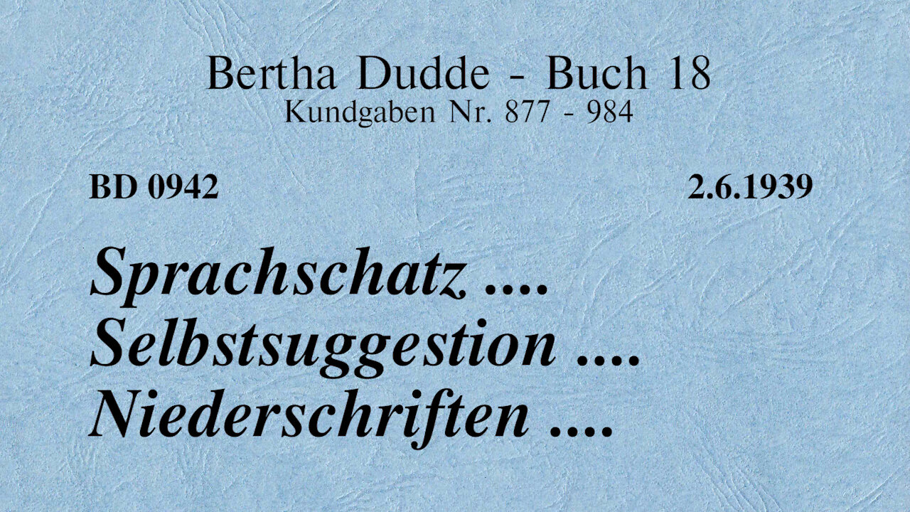 BD 0942 - SPRACHSCHATZ .... SELBSTSUGGESTION .... NIEDERSCHRIFTEN ....