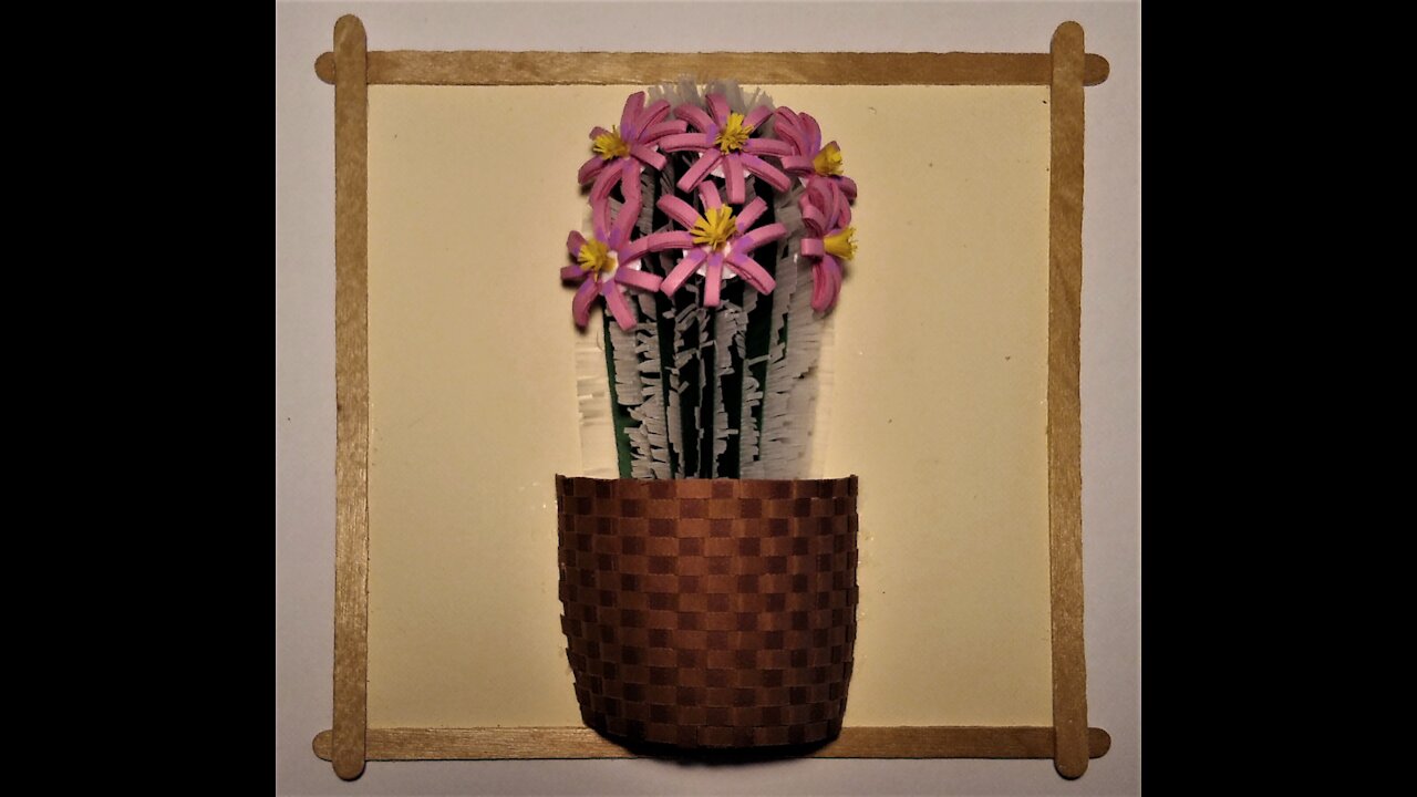 How to make a flowering cactus in basket with quilling